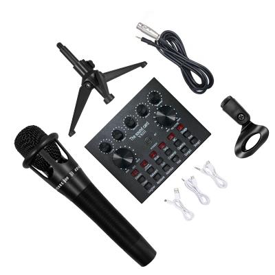 China Recording Sound Card V8 Live Audio Microphone And Accessories USB Audio Interface Guitar Band Music Sound Card Professional Singing USB for sale