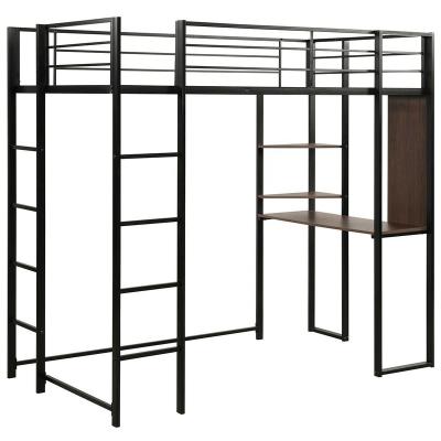 China Save Space Queen Dorm Space Saving Dorm Loft Frame Metal Bunk Bed With Drawer for sale