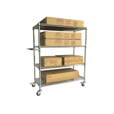 China Light Duty Powder-Coated Wire Mesh Shelf Shelving With Wheels Chrome Steel Easy Assembly Easy Metal Storage Chrome for sale