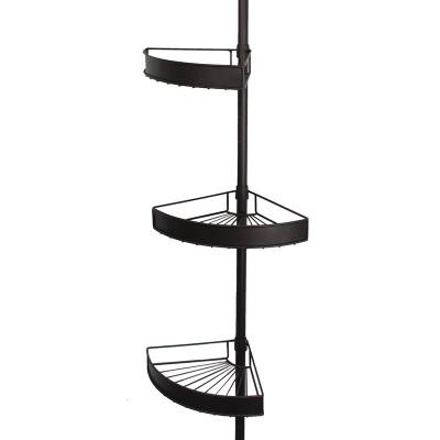 China Wall Mounted Type Rotate Black 2021 New Triangle Corner Storage Rack Toilet Bathroom Shelf for sale