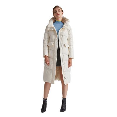 China European and American white duck down jacket high quality women's reversible mid length winter collar jacket new white duck down jacket for sale