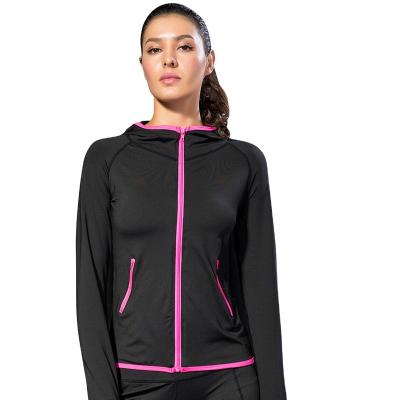 China QUICK DRY women's autumn and winter exercise coat fitness yoga training running zipper hoodie quick-drying color matching coat for sale