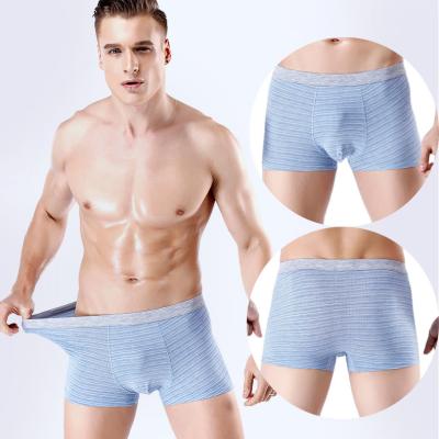 China Breathable Soft Underwear Boxer Briefs Boxer Flexible Stripe Spandex Lightweight Brief Boxer Shorts For Men for sale