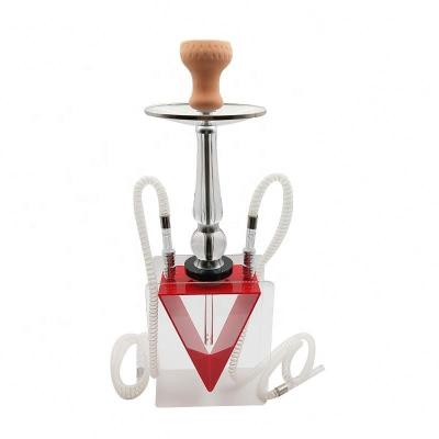 China With Fancy High Quality Fancy LED Triangle Hookah Shisha Arabic Light Wholesale Acrylic Triangle Hookah Shisha For Two Person With LED Light for sale