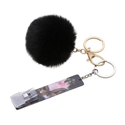 China Plastic Grabber Clip Purse Puller Key Chain High Quality Acrylic Material Credit Card Convenient For Long Nails for sale