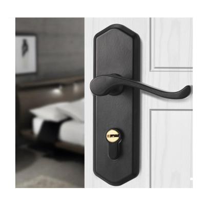 China Black Luminous Luxury Interior Gold Throw Lock Doors PVD Chrome Mortise Door Handle Hardware Lock Set for sale