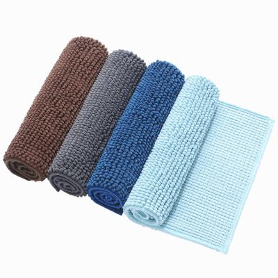 China Cheap Viable Short Pile Chenille Bathroom Door Mat Bathtub Rug Short Chenille Rug for sale