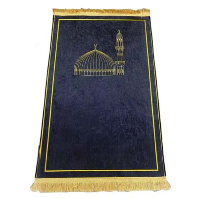 China Antimicrobial Luxury Indian Turkey Carpet Cheap Black Janamaz Praying Islamic Printed Prayer Mat for sale