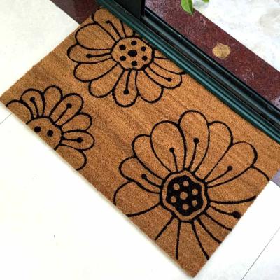 China Washable Custom Natural Wholesale Single Empty Coconut Fiber Door Mat Coir Mat for sale