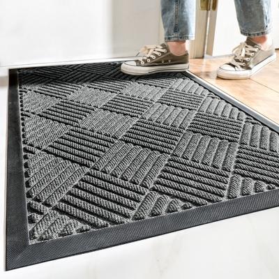 China Washable Mat Outside Shoe Scraper Front Indoor Outdoor Entrance Rubber Commercial Door Mat for sale