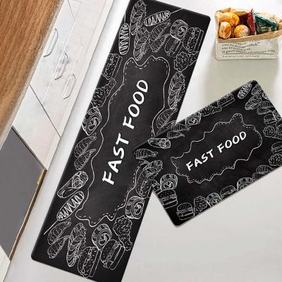 China Waterproof Washable Fashionable Soft Microfiber Anti Slip Kitchen Floor Mat Set Kitchen Rug for sale