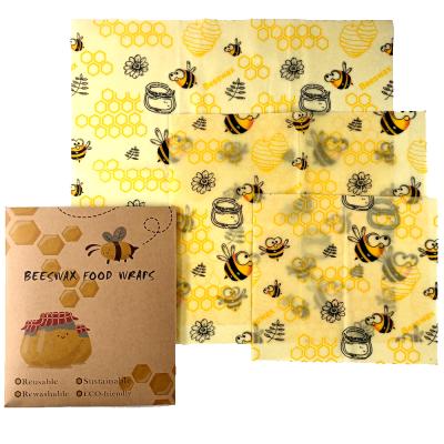 China Hot Sale Custom Made Beeswax Food Wrap Reusable Cloth Wrap Roll 3 Packs BW003 for sale