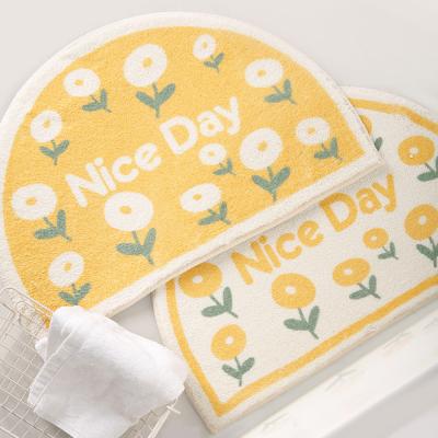 China Cute Viable Flower Half Round Thick Microfiber Rug Kids Bath Mats For Kids for sale