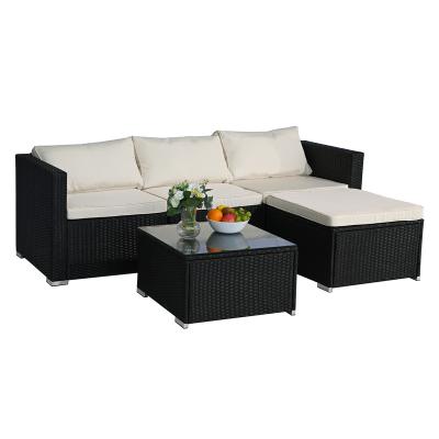 China Modern Outdoor PE Rattan Conversational Patio Set Sofa Garden Furniture With Free Combination Customize Cushion Cover for sale