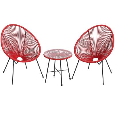 China Modern Outdoor Rattan Furniture Acapulco Chair PE Wicker Patio Set Set Shape Balcony Courtyard Leisure Table And Chair Oval Color for sale