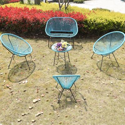 China Modern Design Rattan Outdoor Coffee Table And Chairs Set Outdoor Garden Furniture Patio Conversation Set To Customize Rattan Color for sale