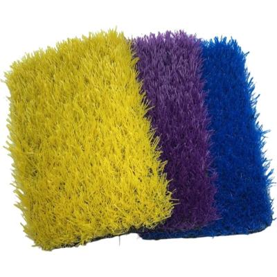 China Sports Hunt High Quality Lawn Yellow Artificial Turf Colorful Rainbow School Playground Grass for sale