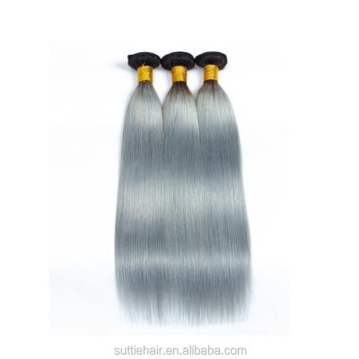 China Wholesale Virgin Brazilian Hair Ombre Color Hair Weft Bundles Silky Straight Hair 1B Gray Weave 100% Real for sale