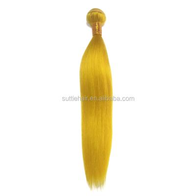 China Silky Straight Wave Cuticle Aligned Brazilian Virgin Hair Bundles Straight Human Hair Yellow Colored Extensions for sale