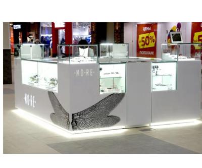 China Modern White Cheap Jewelry Showcase Mall Jewelry Kiosk Design Jewelry Kiosk Stand Display Furniture for sale