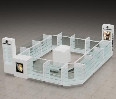 China BLK0221 Fashion Perfume Cosmetics Show To Showcase Mall Kiosk Design Wooden Perfume Kiosk Perfume Rack for sale