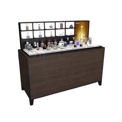 China Modern Wooden Counter Retail Display Furniture Perfume Cabinet Display Luxury Perfume Perfume Store Showcase for sale