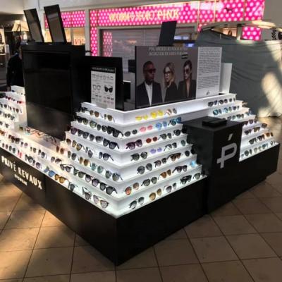 China Display function mall sunglasses booth sunglasses kiosk wooden glass kiosk for sunglasses for sale for sale