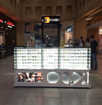 China Display Function Retail Double Side Glasses Display Mall Sunglasses Kiosk With LED Lighting for sale