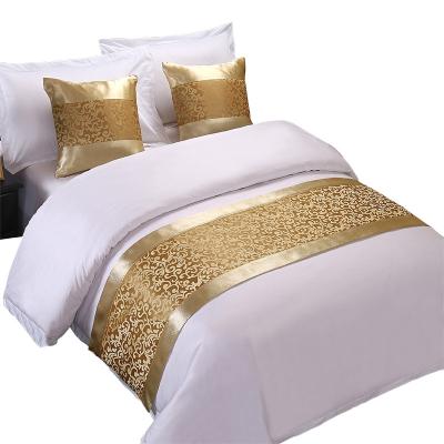 China Wholesale Nondisposable Exquisite Gold Luxury Bedding gouhua embroidery hotel bed tail bed flag spot high grade wholesale for sale