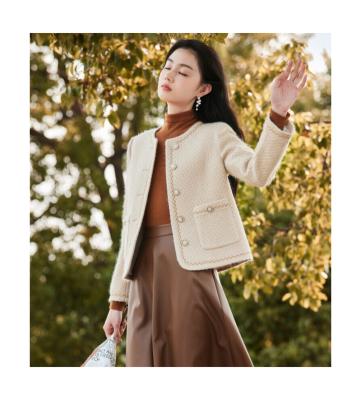 China Small style small sense wind incense high society collar female winter French round woolen short top coat for sale