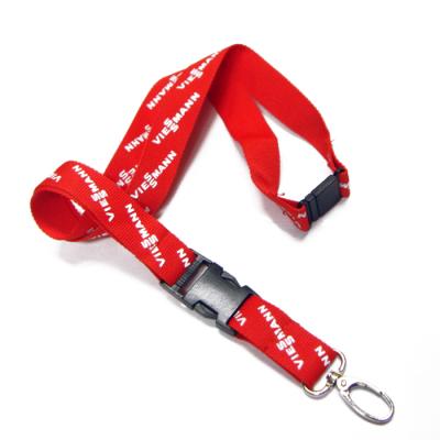 China Red Polyester Polyester Woven Coarse Groove Printing Design Business Collar Lanyards for sale