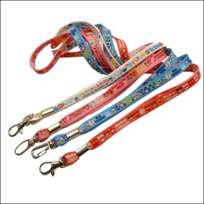 China Customized Decoration Colored Polyester Heat Transfer Narrow Band Pattern With Label ID Lanyard Belt for sale