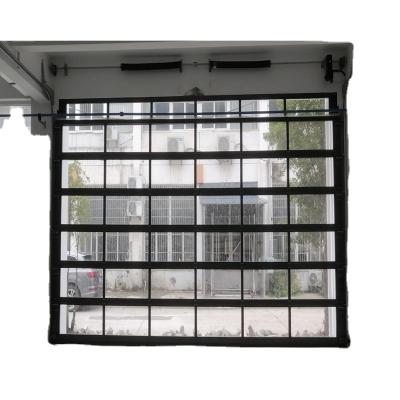 China Industrial Full View Aluminum Frame Transparent Automatic Garage Door Price Glazed Over Sectional Doors With Stained Glass Insert for sale