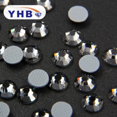 China Hot Selling Korean Black Diamond Color Flatback Hotifx Rhinestones From DMC Glass Rhinestone for sale