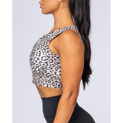 China OEM New Plus Size High Print Breathable Soft Breathable Design Leopard Adjustable Sports Bra For Woman for sale