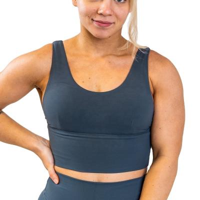 China Wholesale Custom Breathable Workout Sleeveless Black Crop Fitness Sports Top Tank Running Bra for sale