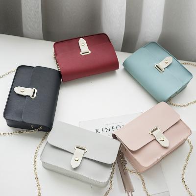 China New Fashion Women's Bag Solid Color Leisure SmallSingle Shoulder Messenger Bag Chain Bag for sale