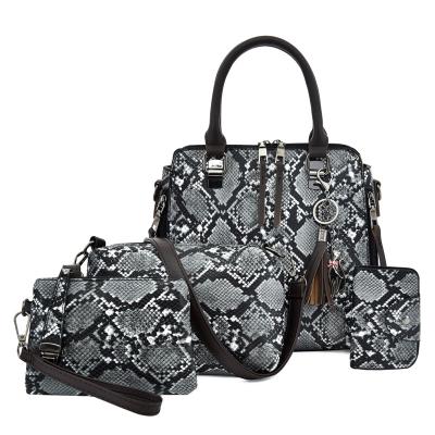 China Hot Sale Serpentine 4pcs Women Handbag Set Fashion Handbag Set Ladies Handbags for sale