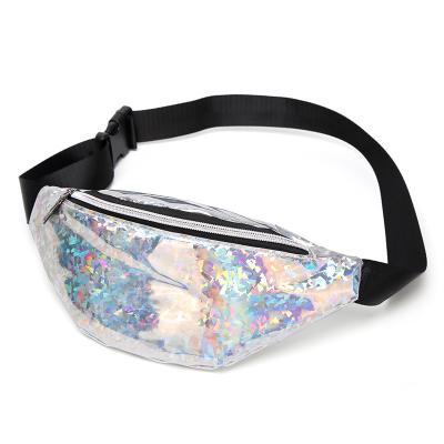 China 2019 Fashion Fashion Casual Dumpling Shape Shiny PU Laser Lady Zipper Chest Belt Bag Women Sports Waist Bag for sale