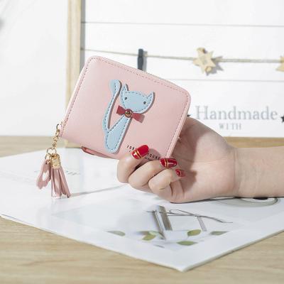 China Cat News Fringe Schoolgirl Wallet Women Anti-theft Wallet Mini Zipper Small Wallet Short Card Bag for sale