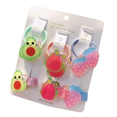 China Hair Decoration Children's Hair Accessories Fruit Hair Clips Hair Tie Set For Kids Girl Hair Accessories Wholesale for sale