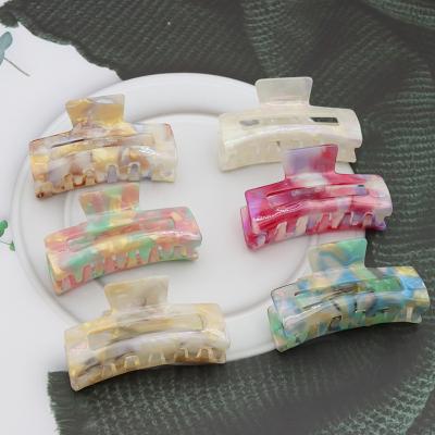 China Fashion Acetate Magic Color Wholesale Square Grasping Clip 8cm Middle Shark Clip Hair Claw For Women Hair Accessories for sale