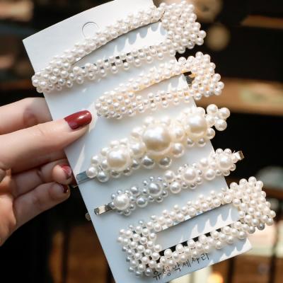 China Trendy Fashion Pearl Flower Hair Clip Women Pearl Hair Clip Set Hair Accessories for sale