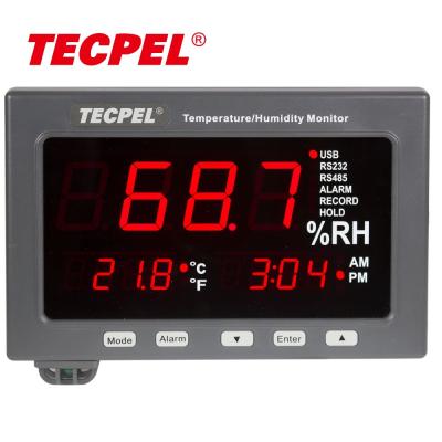 China TECPEL Large LED Screen Temperature Humidity Meter Datalogger Taiwan Industrial Grade Made for sale