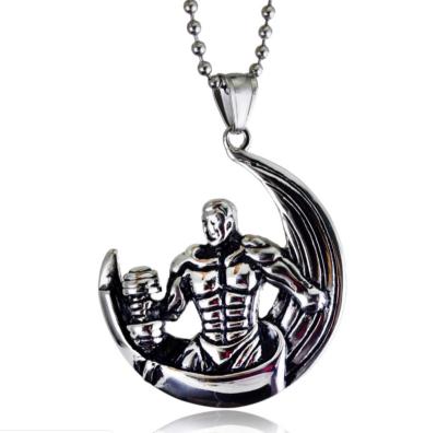 China CLASSIC fashion personality sports avant-garde bossy fitness series bodybuilding men's titanium pendant necklace for sale