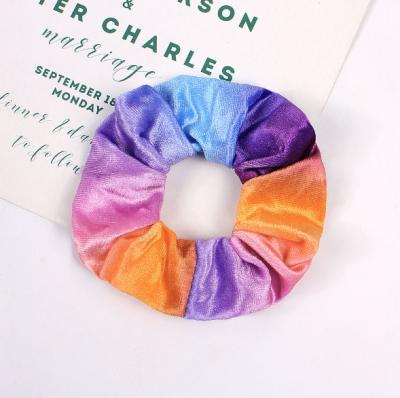 China 2020 Fashion Factory Rainbow Velvet Hair Scrunchies Custom Made Hair Scrunchies for Women or Girl for sale