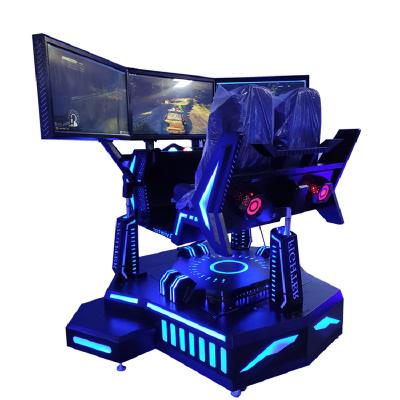 China ALLOY amusement park win money 9d vr 360 virtual reality racing game machine simulator 3 DOF 3 screen vr car racing simulator for sale