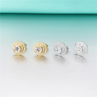 China Women D VVS 925 Silver Stud Earrings Simple TOP SALE TRENDY White Gold Yellow Gold Moissanite Stud Earrings for sale