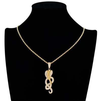 China Custom Hiphop Hip Hop Jewelry New Design Gold Plated Diamond Zircon Cobra Pendant for sale