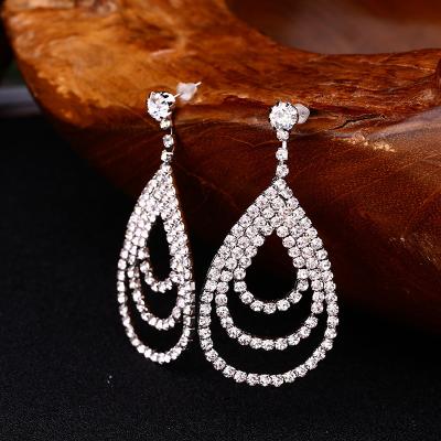 China Factory Outlet Trendy New Fashion Factory Jewelry Wholesale Diamond Gold Plated Tassel Earrings for sale